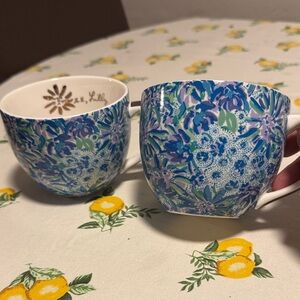 Lilly Pulitzer Blue & Green Floral Ceramic Mugs - Set of 2